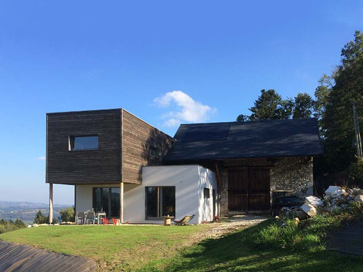 Maison d’architecte style traditionnel en ossature bois à Attignat-Oncin
