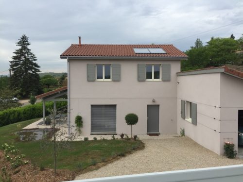 Maison ossature bois en crépi au Bois d'Oingt